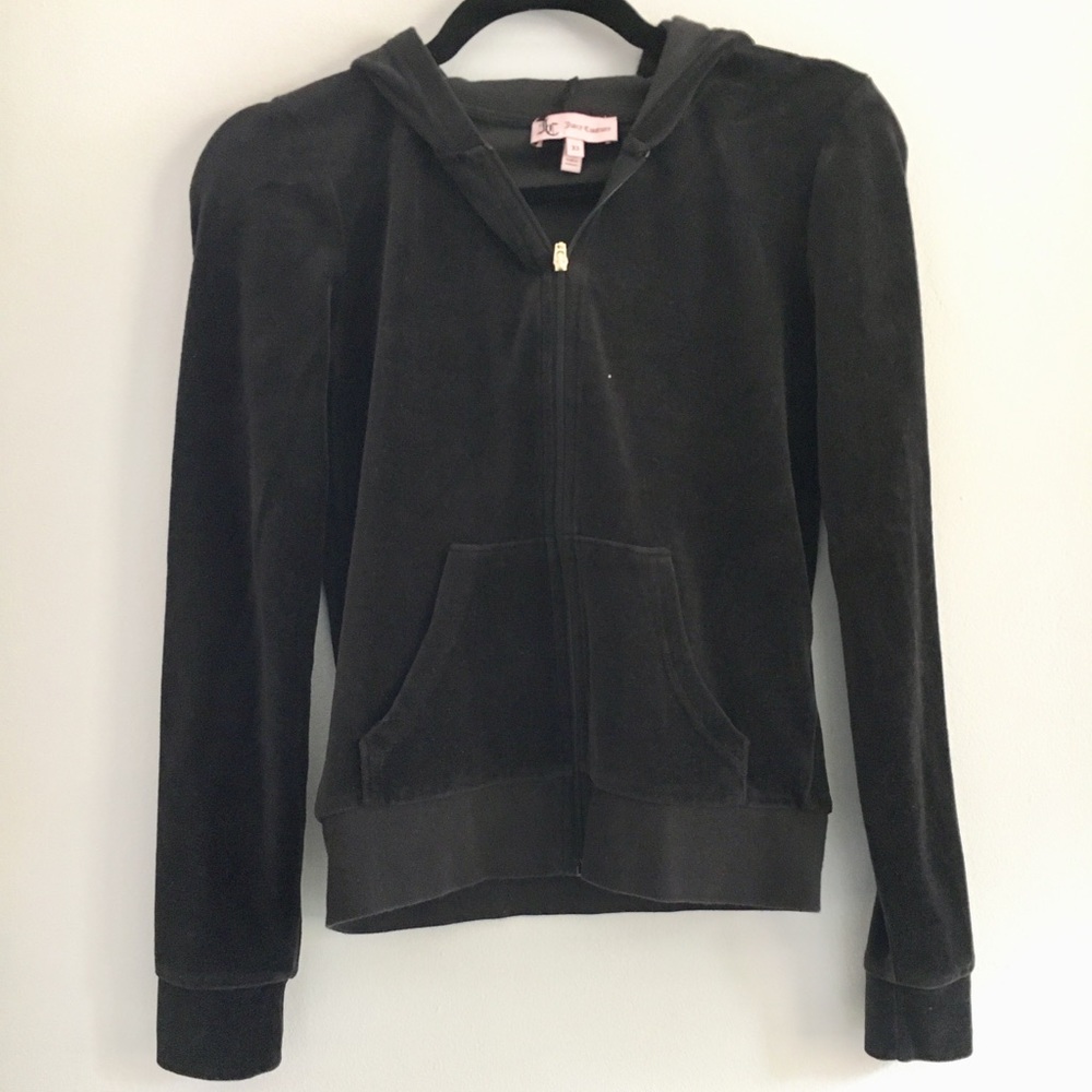 Juicy Couture Black Velour Track Suit Top